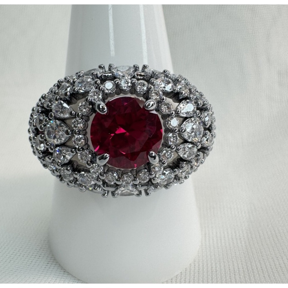 Size 11 Bomb Party July Ring - RG11303 "Bursting With Love" Ruby on Hematite